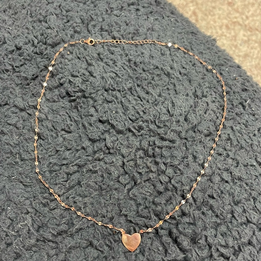 14k rose gold 925’heart necklace